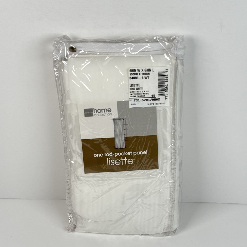 JCPenney‎ Lisette One Rod Pocket Panel 60x63" Cool White Vintage Made In USA